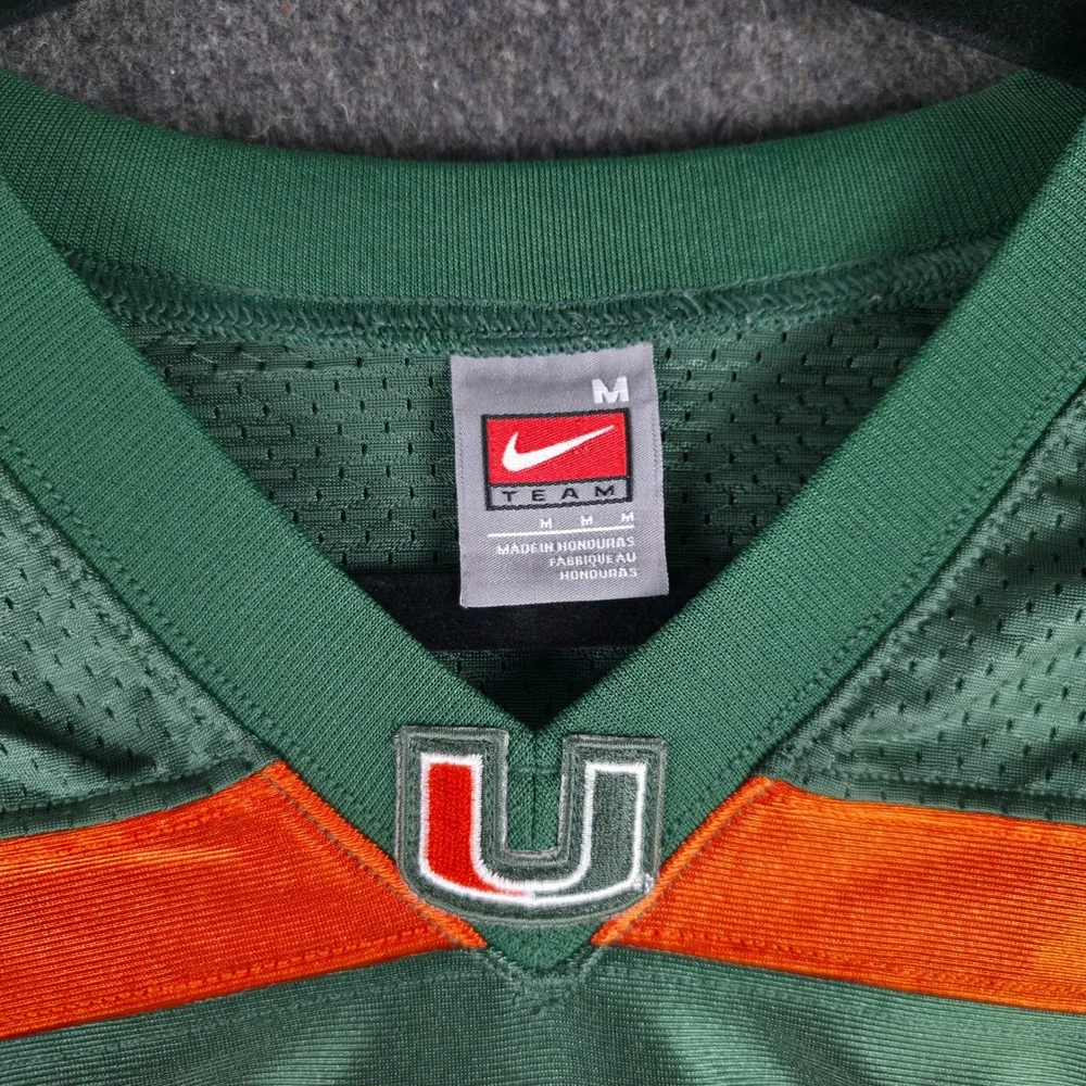 Vintage Y2K Miami Hurricanes #5 Nike Football Jersey Mens M Bottom Jock Tag Rem